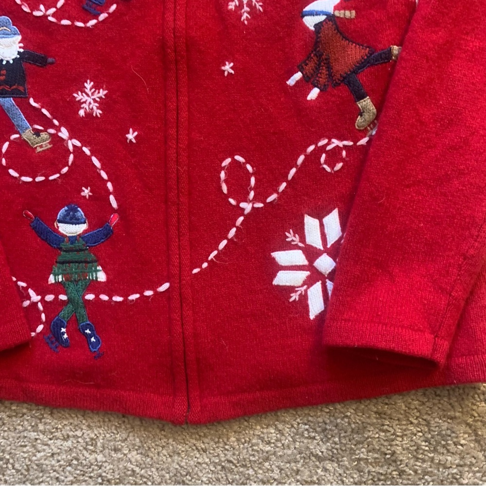 Vintage Charter Club Skates Sweater Full Zip Snowflake Sweater - Picture 3 of 12